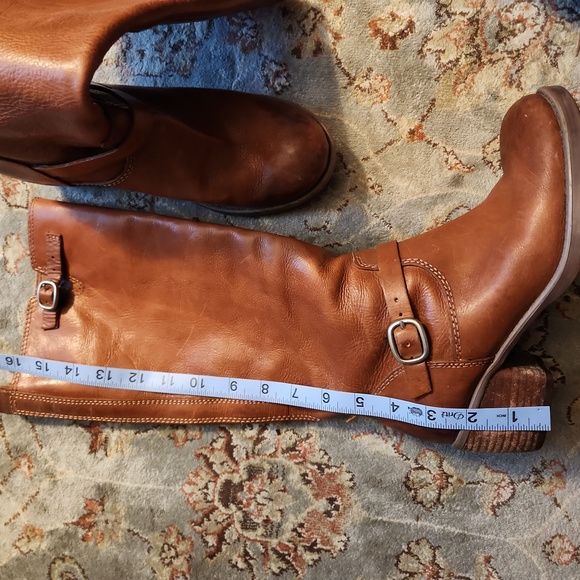 Lucky Brand "Rollie" Y2K camel stacked heel leather riding boot - Picture 14 of 17